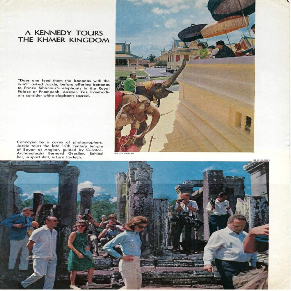 1967 Time Jackie Kennedy Tours Khmer Kingdom Vintage Mag Print Ad/Poster/Article
